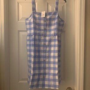 J. Crew Blue & White Gingham Button-Front Sundress